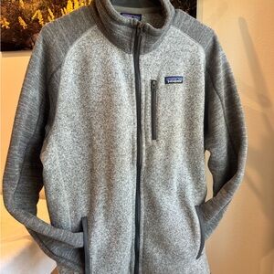 Patagonia Men’s Light Gray and Dark Gray Full-Zip Fleece Jacket
